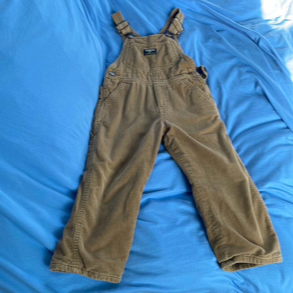 Flannel lined Tan corduroy Oshkosh B’gosh overalls